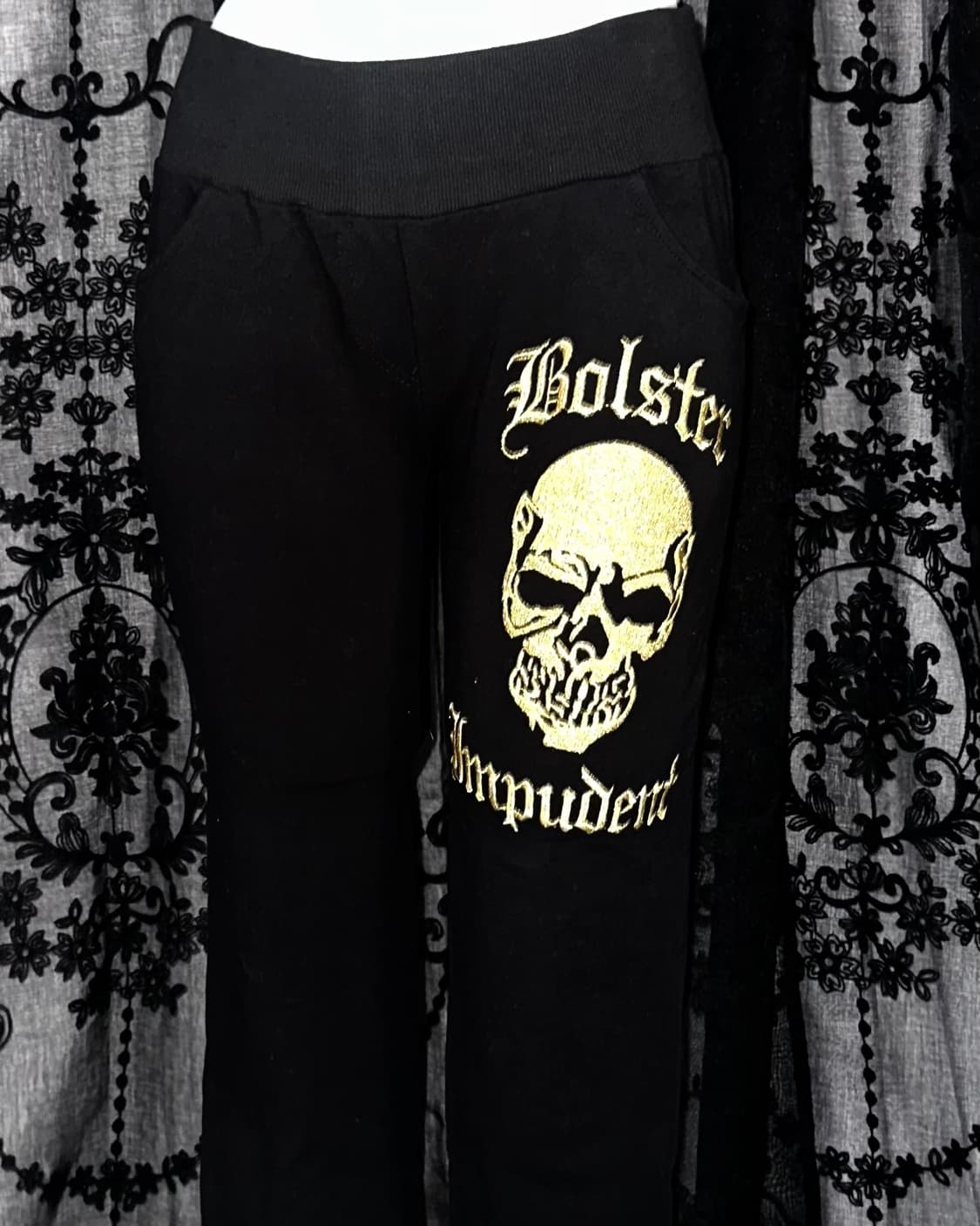 gold skull gothic black jogger 상품이미지2