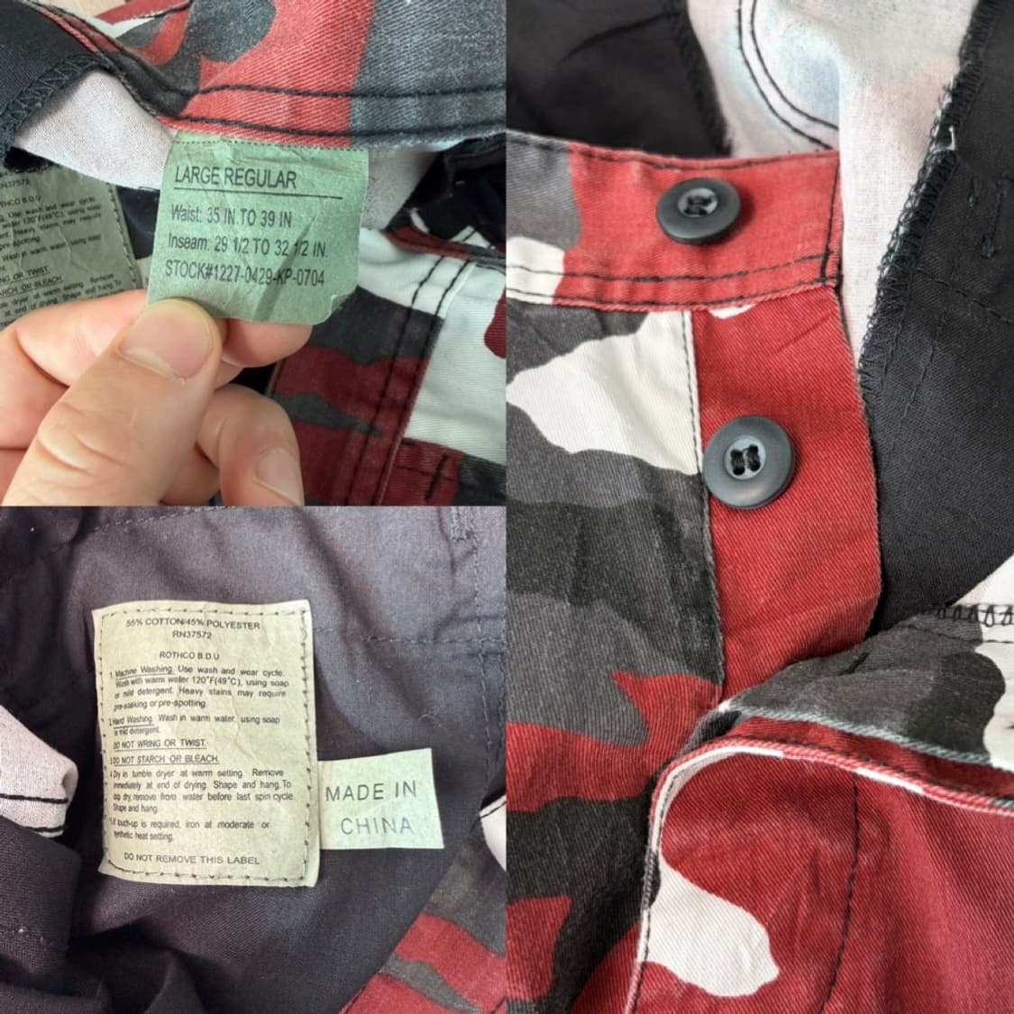 (L)ROTHCO 로스코 레드 카모 bdu 팬츠 상품이미지10