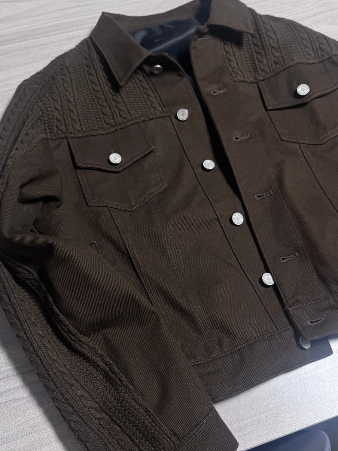 prt 애니타임로릭 ZINNIA MIX JACKET 믹스자켓 브라운  M 상품이미지4