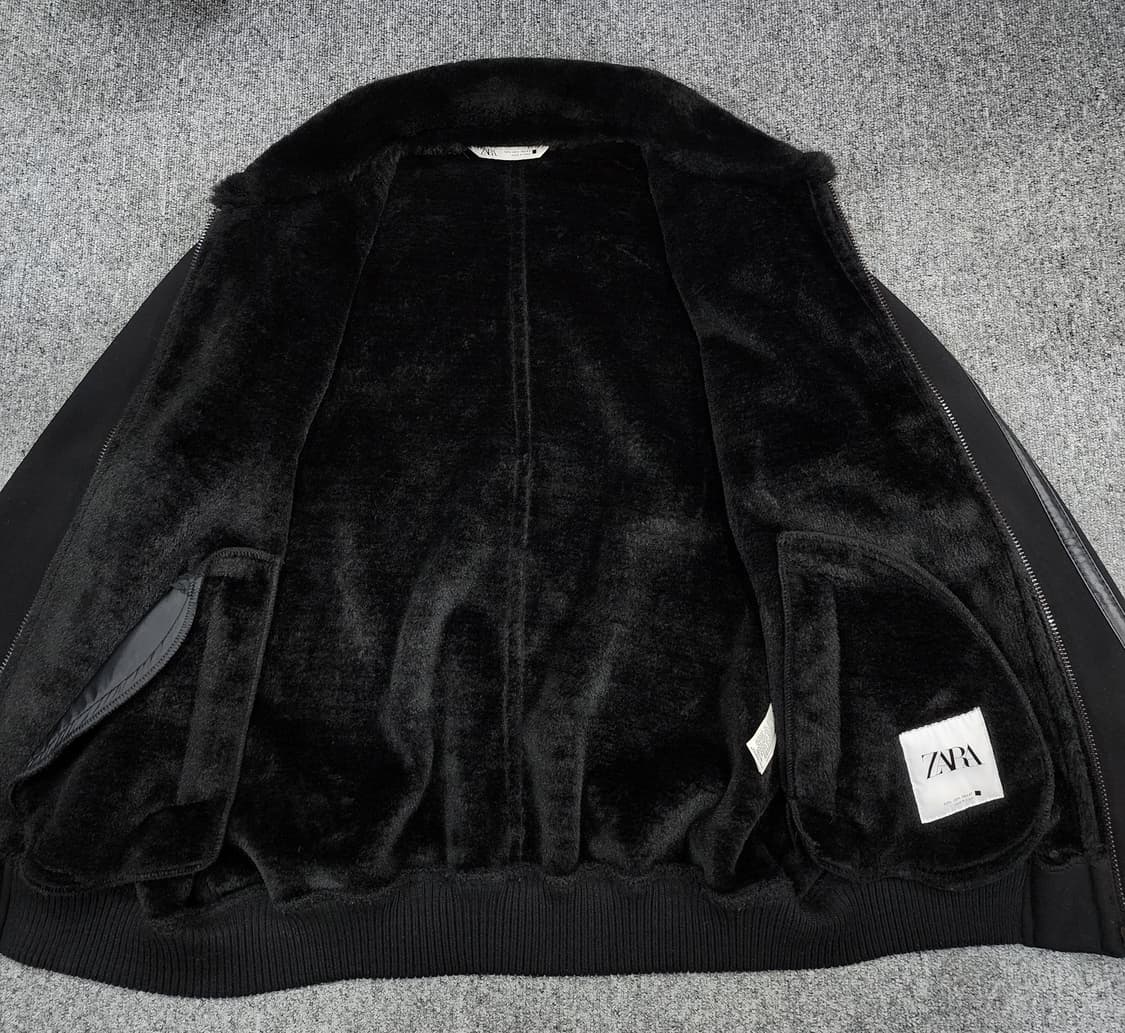자라 블랙 퍼 카라 집업 자켓 L 상품이미지3