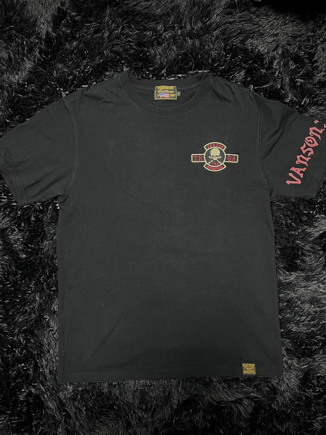 vanson T.F.O.A 무장전선 크로스 스컬 자수 반팔 상품이미지3