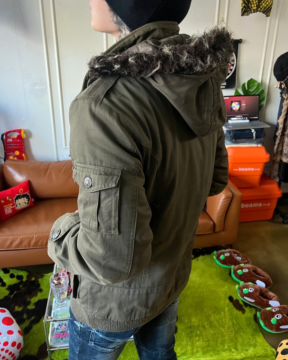 90-00s Madifced Gothic Fur Hood Jacket 상품이미지3