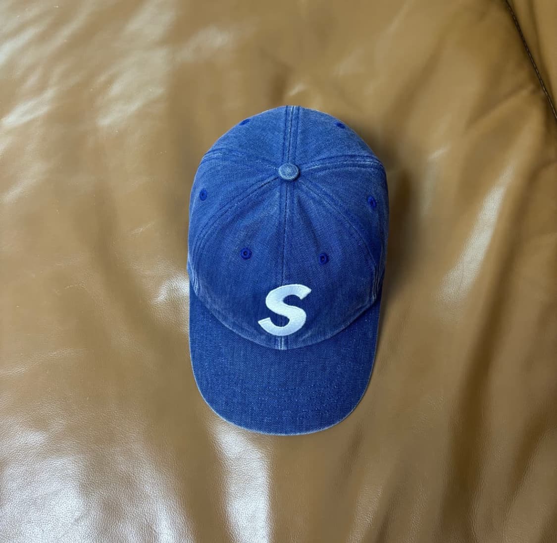 슈프림 23ss 피그먼트 워시드 네이비 S로고 6패널 모자 (Navy) 상품이미지5