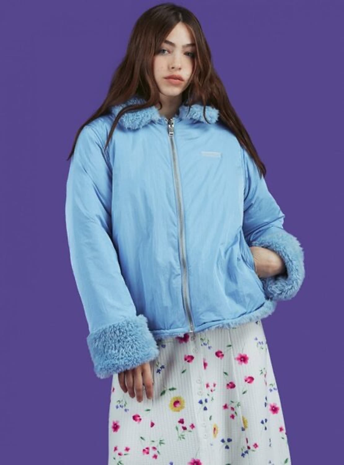 unif 유니프 ice jacket 하늘색 리버시블 패딩 자켓 후리스 상품이미지5