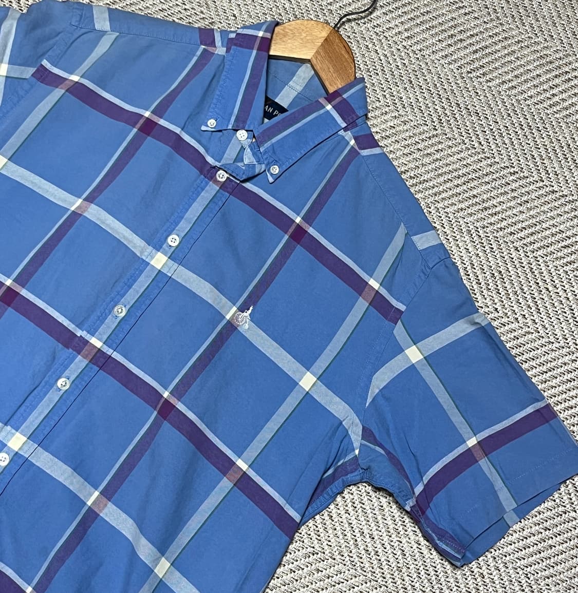 공용 빈폴 체크 반소매 셔츠 남방 100 상품이미지8