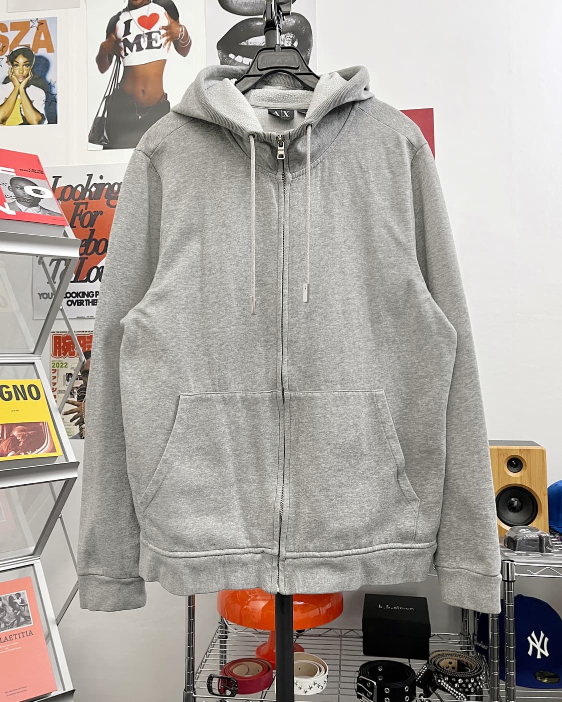 알마니 익스체인지 백로고 그레이 후드집업 상품이미지5