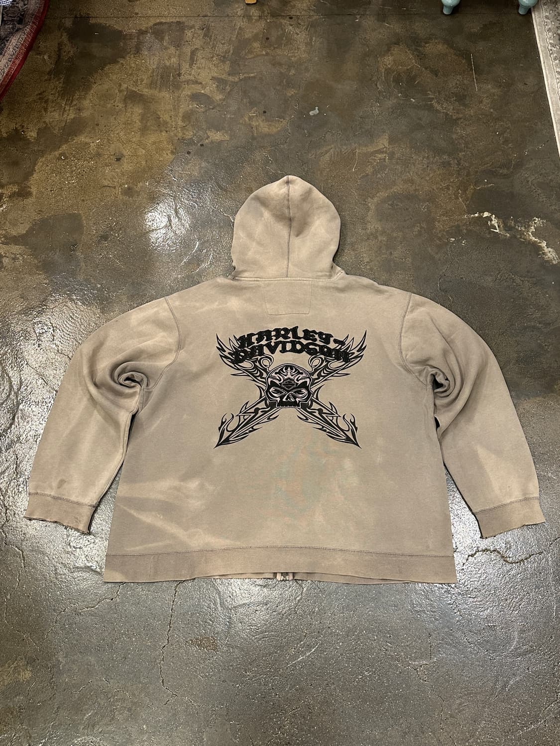 할리데이비슨 데미지드 후드 집업 XXL 상품이미지2