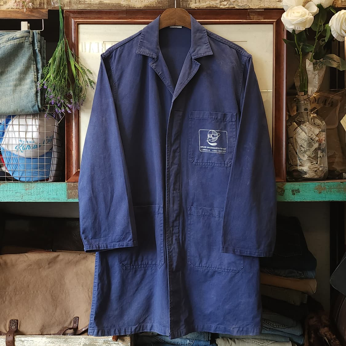 80s 프렌치 워크자켓 프렌치 샵 코트 페이딩 블루 50 상품이미지1