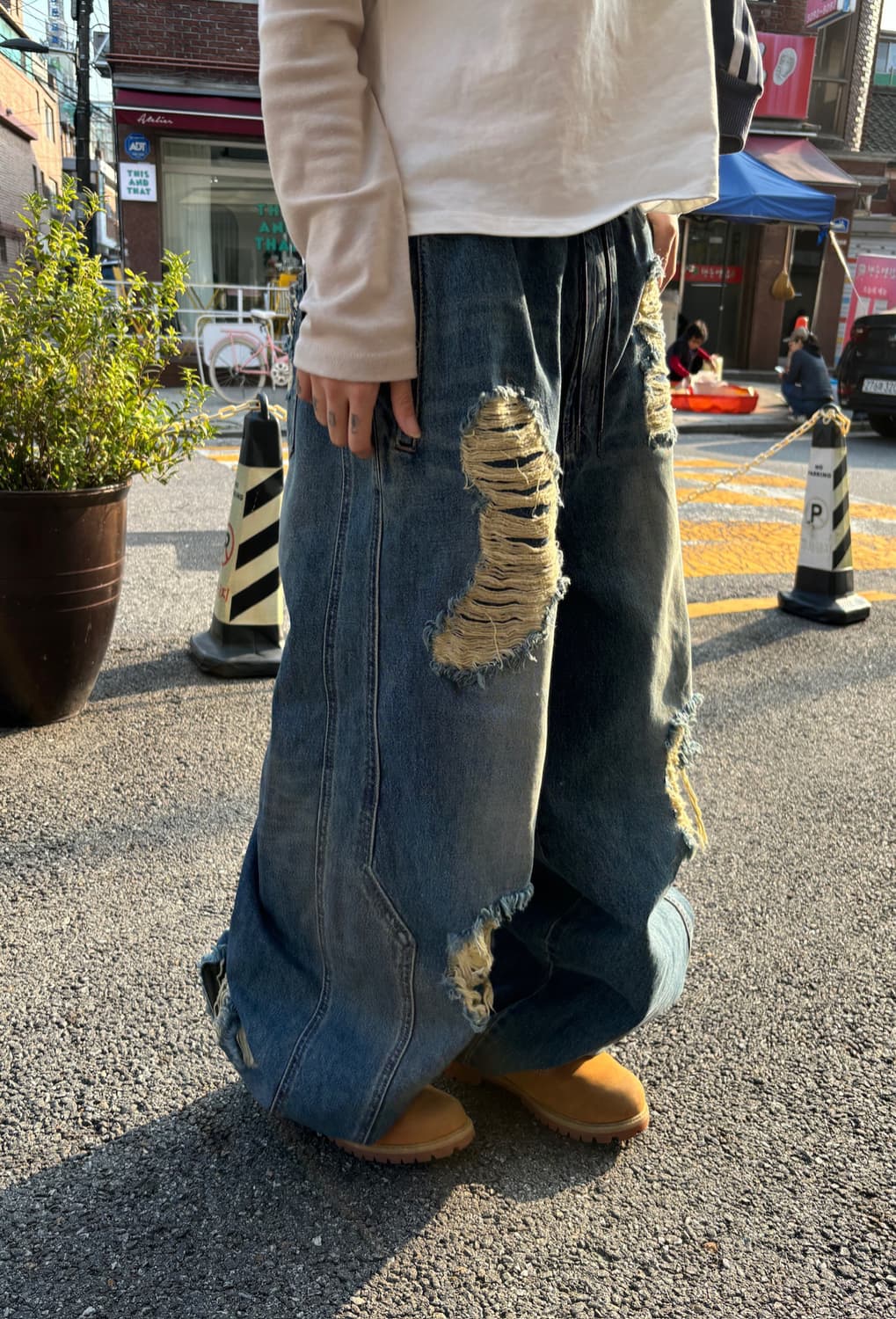 Juun.J 디스트로이드 데님 와이드팬츠 48 상품이미지2