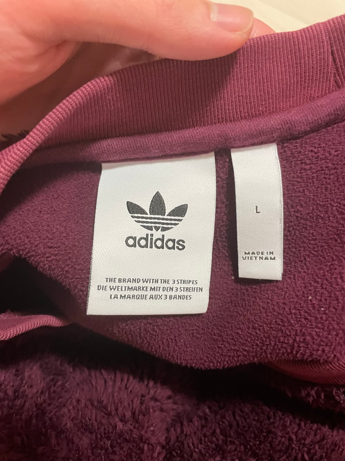 아디다스 플리스 맨투맨 버건디 상품이미지3