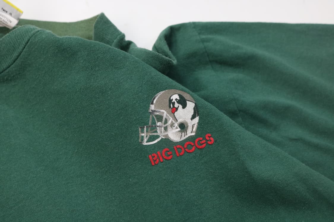 Big Dogs 빅독 90s 빈티지 미식축구 그래픽 그린 반팔 티셔츠 상품이미지8