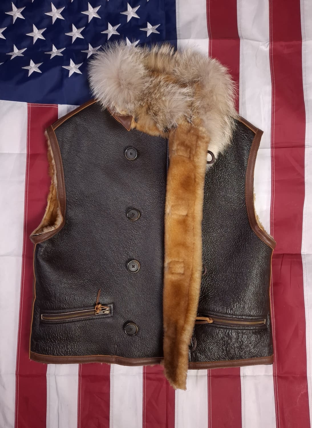 새제품 오리지날 알파사 WW2 미공군 B-7 리얼레더 항공 무스탕 베스트 상품이미지2