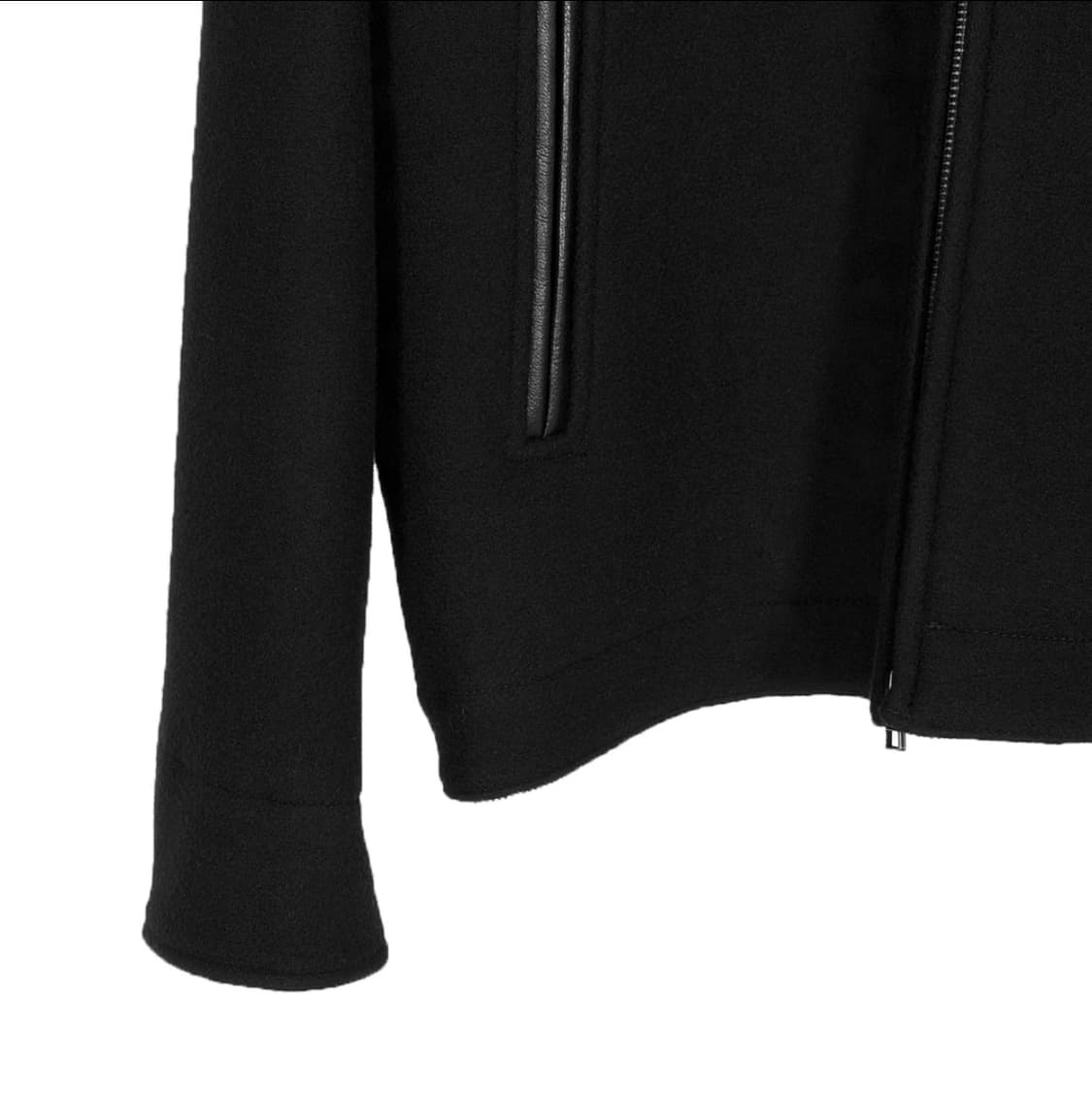 [S] 인사일런스 남성 레더 카라 패치 울 워크 트러커 자켓 블랙 상품이미지6