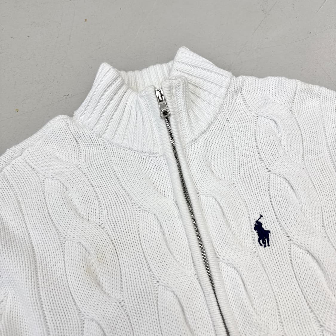 폴로 신형 포니 꽈배기 니트집업 화이트 상품이미지3