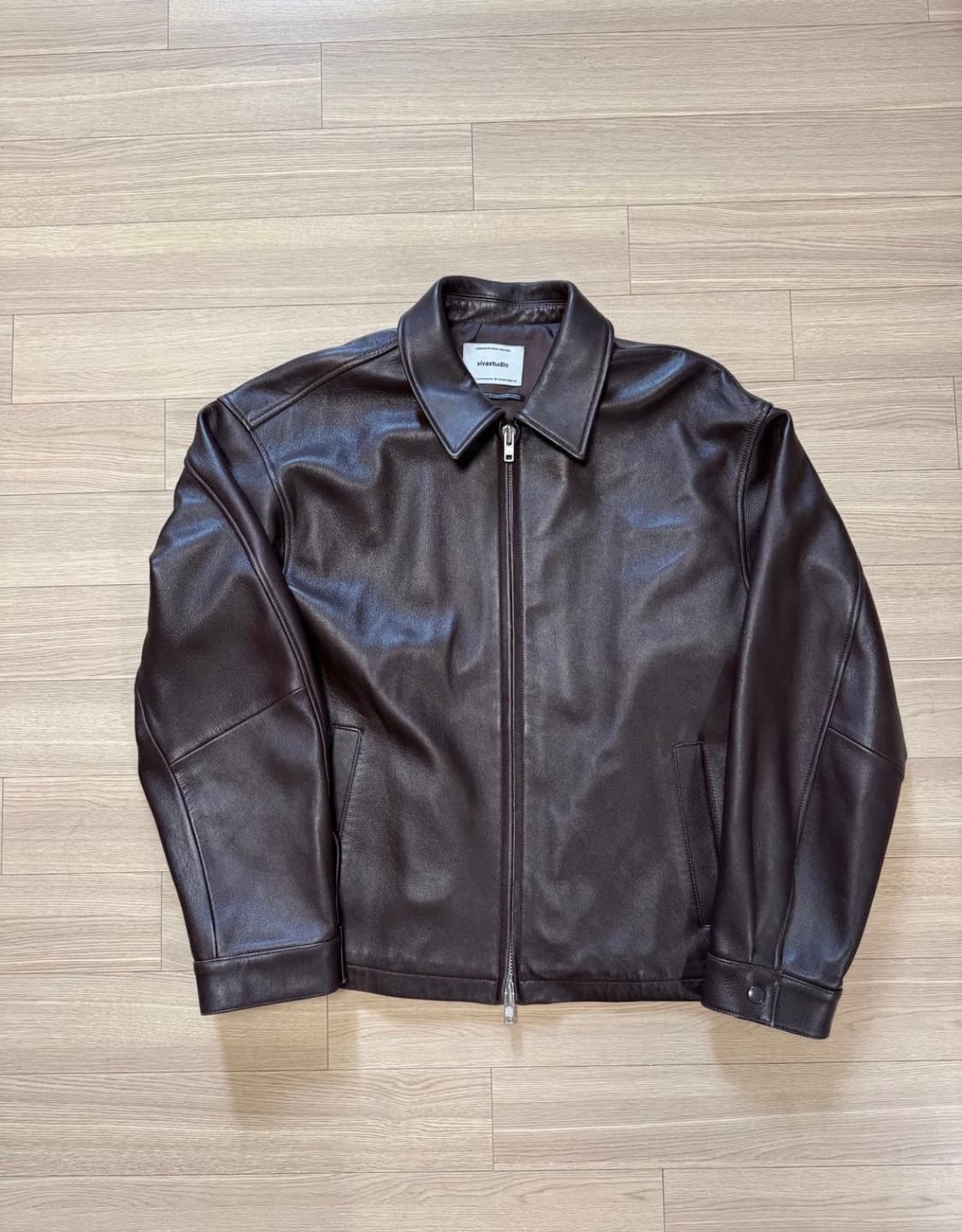 M) 비바스튜디오 리얼 레더 집업 자켓 (다크브라운) 상품이미지1