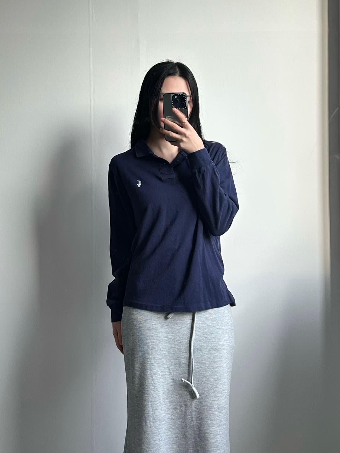 폴로 랄프로렌 신형 화이트 포니 네이비 긴팔 카라티 상품이미지1