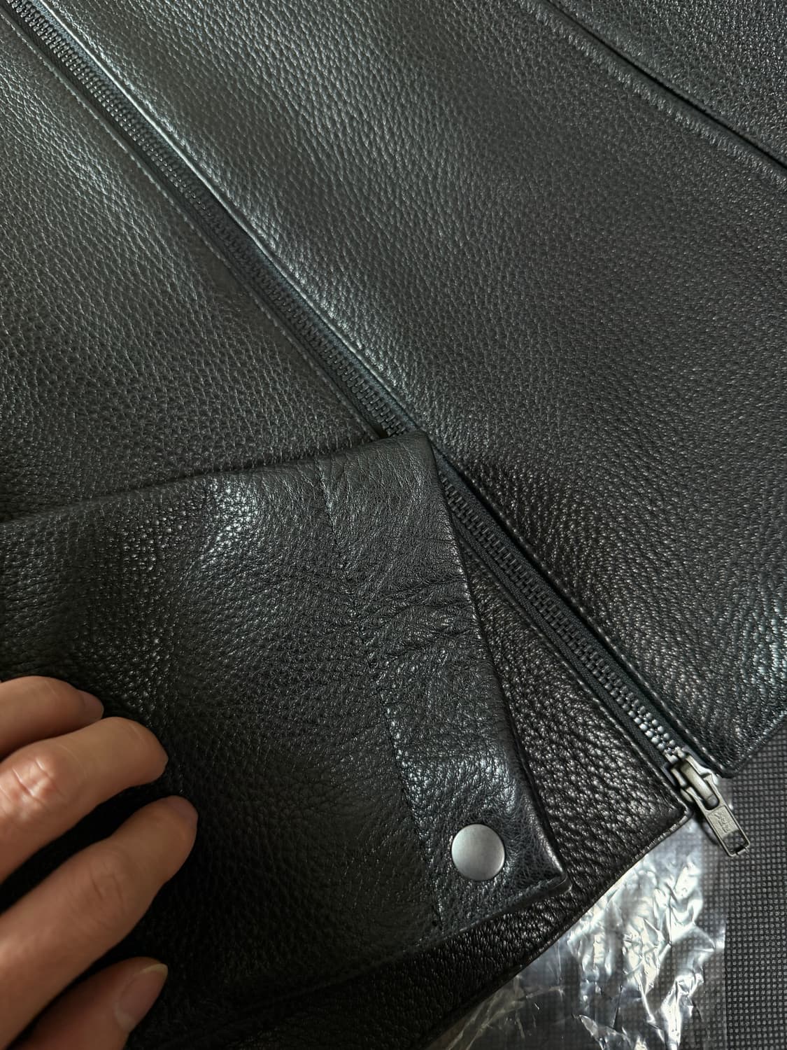 노이어 고트 슈렁큰 레더 자켓 블랙 48 상품이미지3