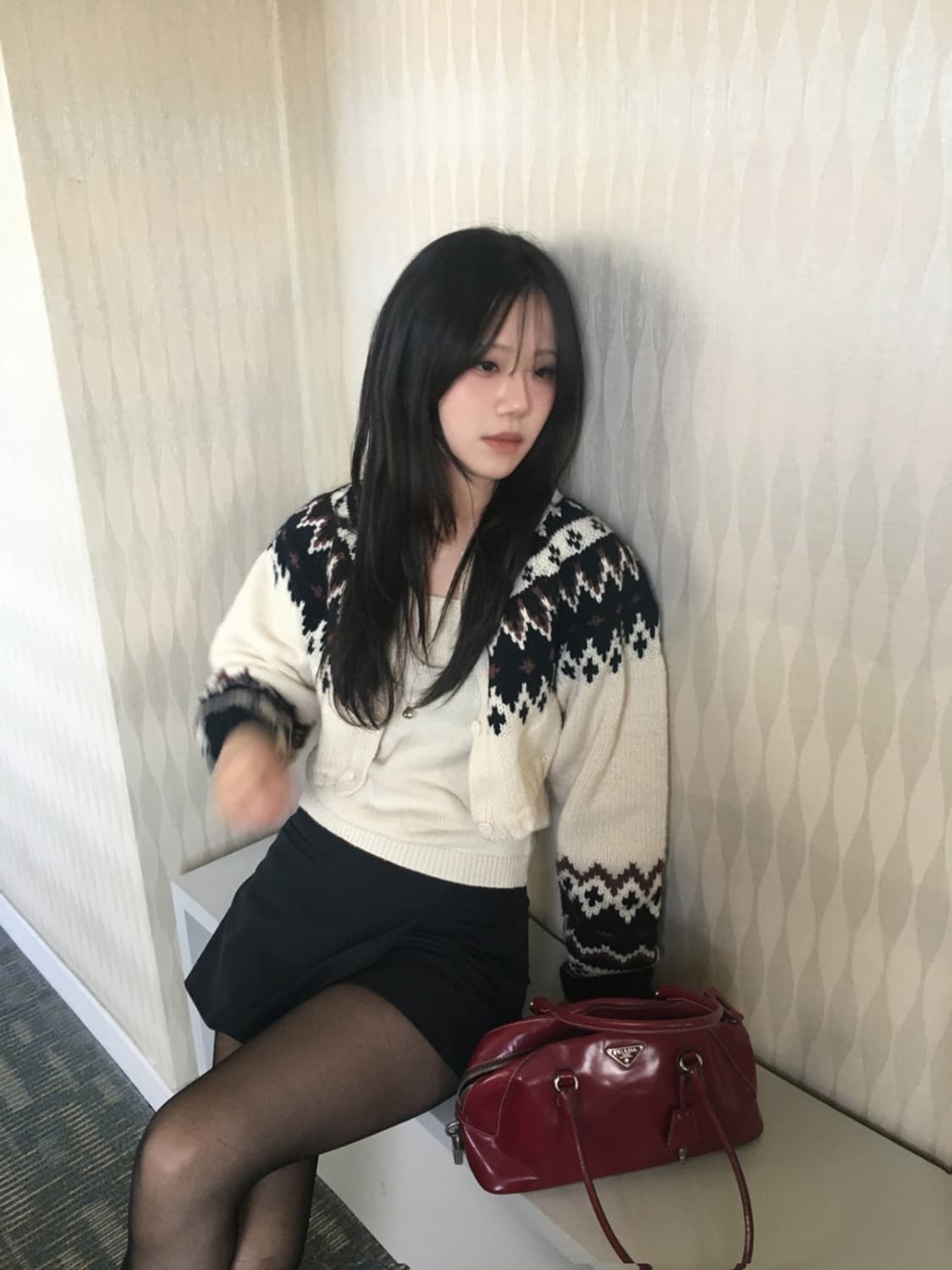 아워캐비넷 스노우 크롭 니트 가디건 세트 상품이미지5