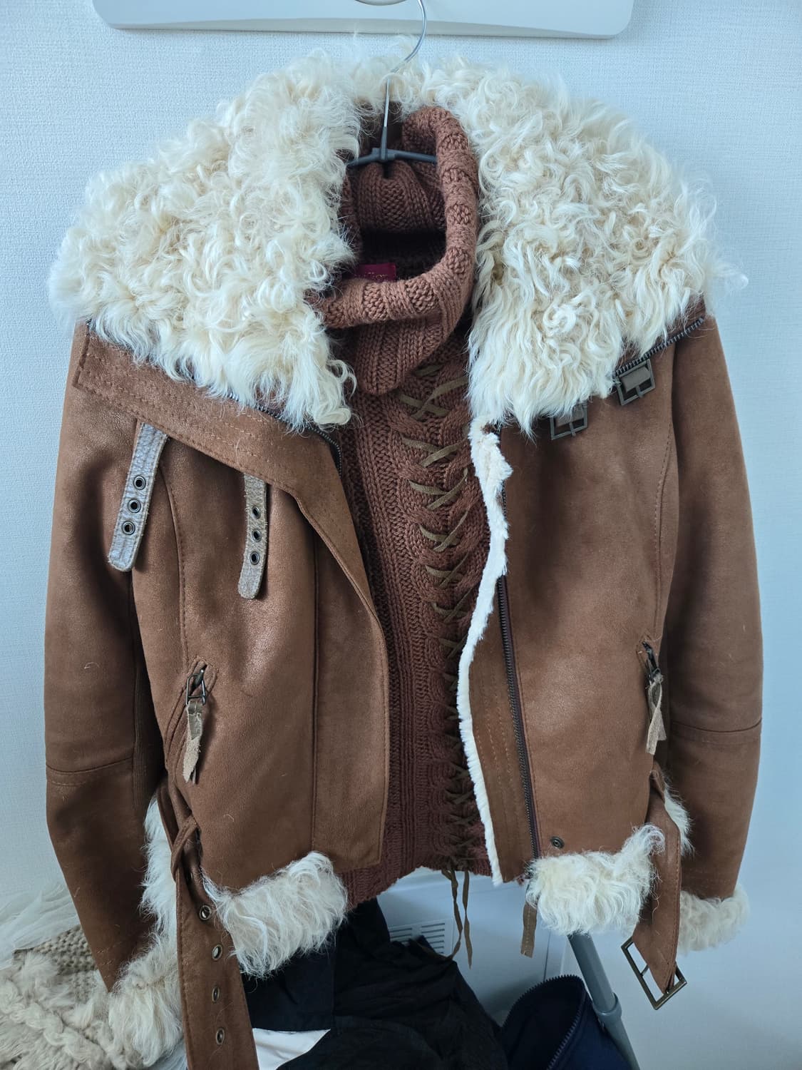 와걸 브라운 양털 무스탕 y2k 페어리 셋트 상품이미지1