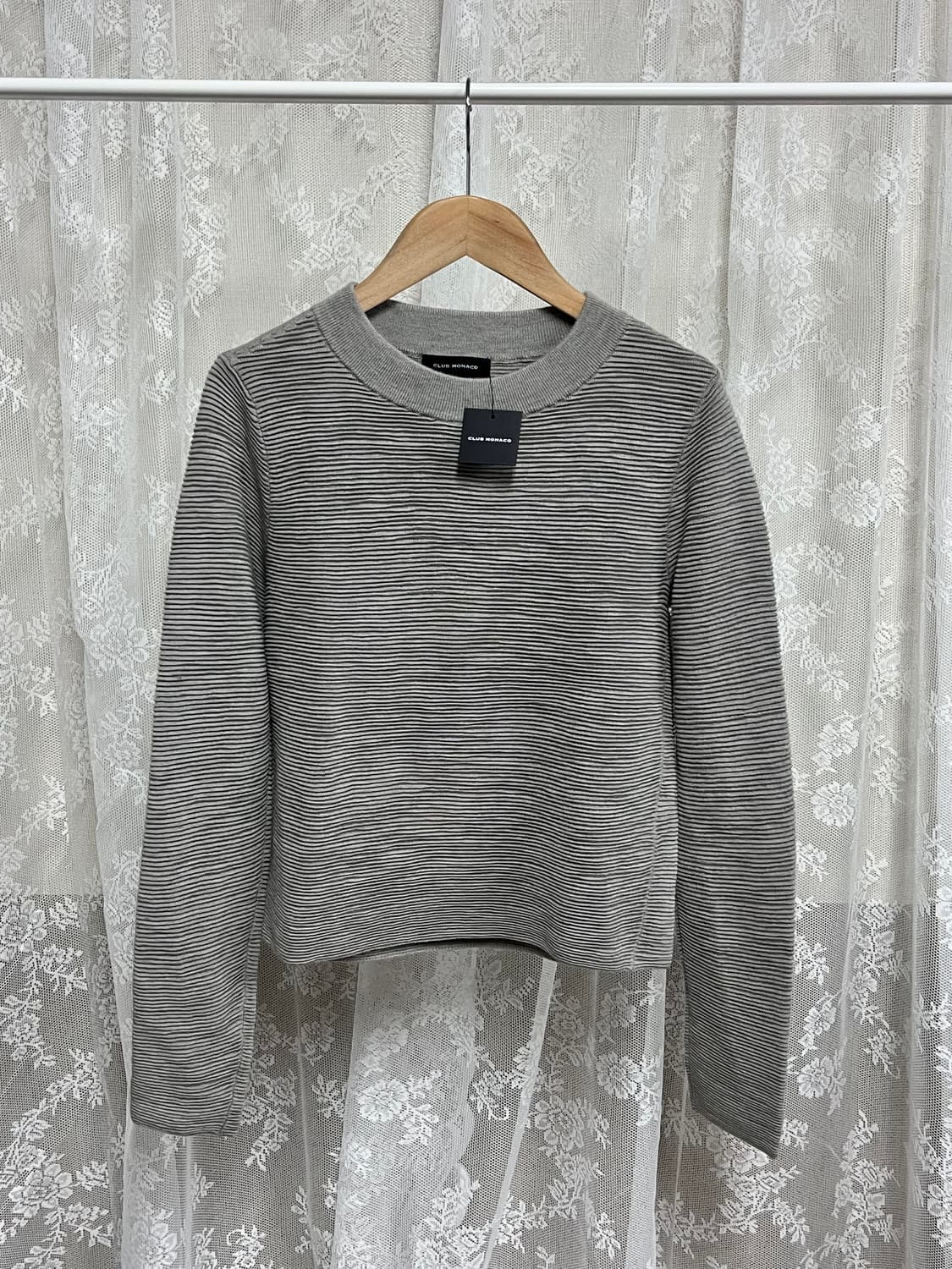 XS) 새상품 클럽모나코 울 니트 티셔츠 그레이 상품이미지1