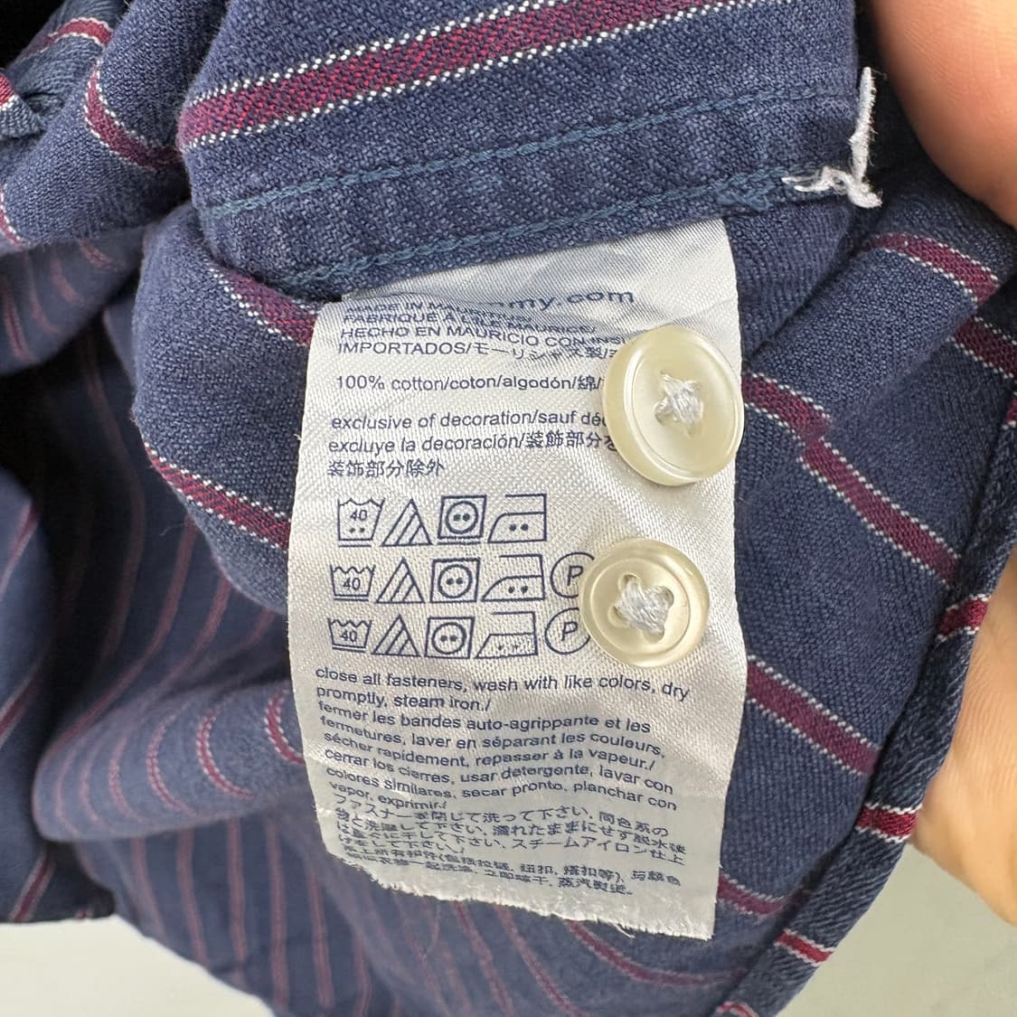 타미힐피거 네이비 레드 스트라이프 셔츠 남성 XL 상품이미지6