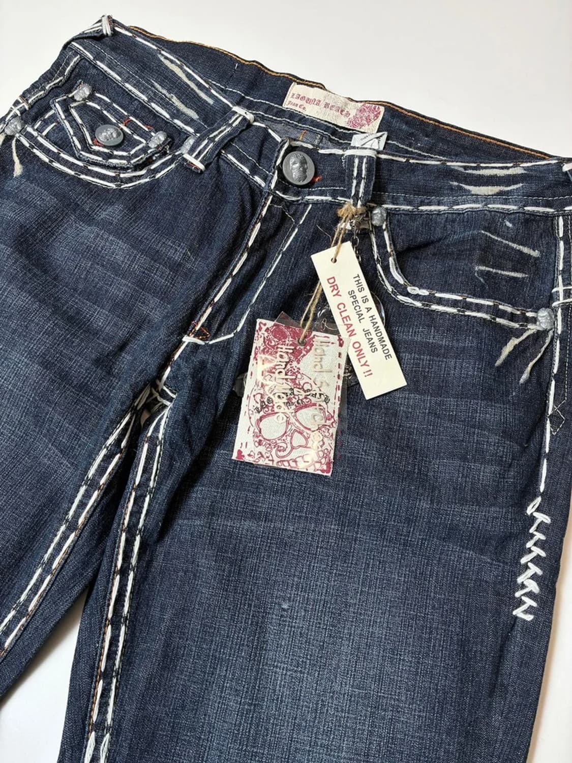 라구나비치00's Y2K 펑크 데드스탁 스티치 자수 데님팬츠 PN8834 상품이미지4