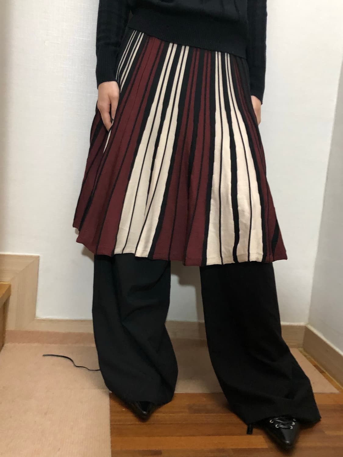 빈티지 컬러 믹스 스트라이프 스커트 상품이미지7