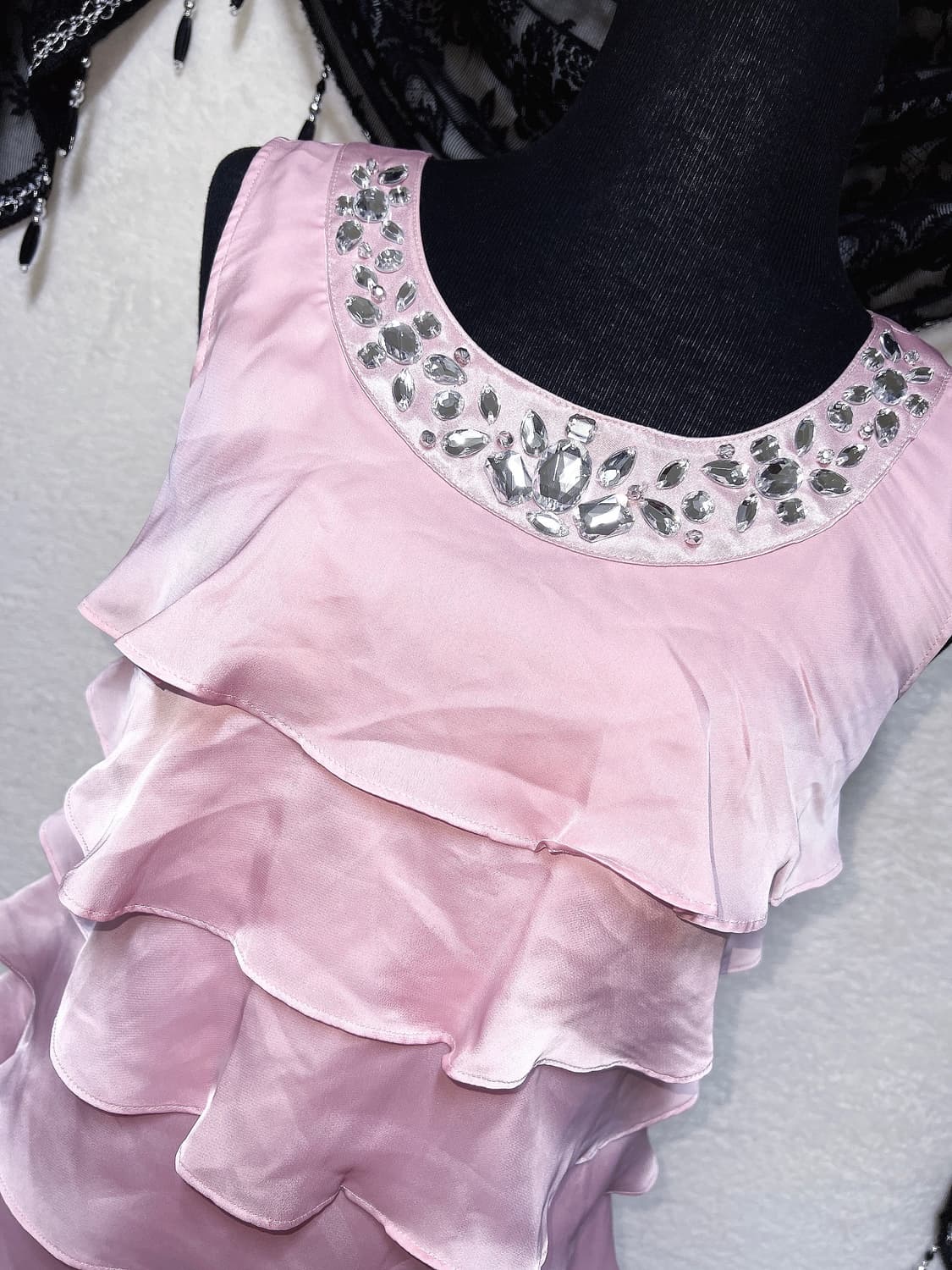 핑키앤다이안 히메갸루 로맨틱 비즈큐빅 쉬폰프릴 로걀탑 나시 헤이세이 핀터 상품이미지4