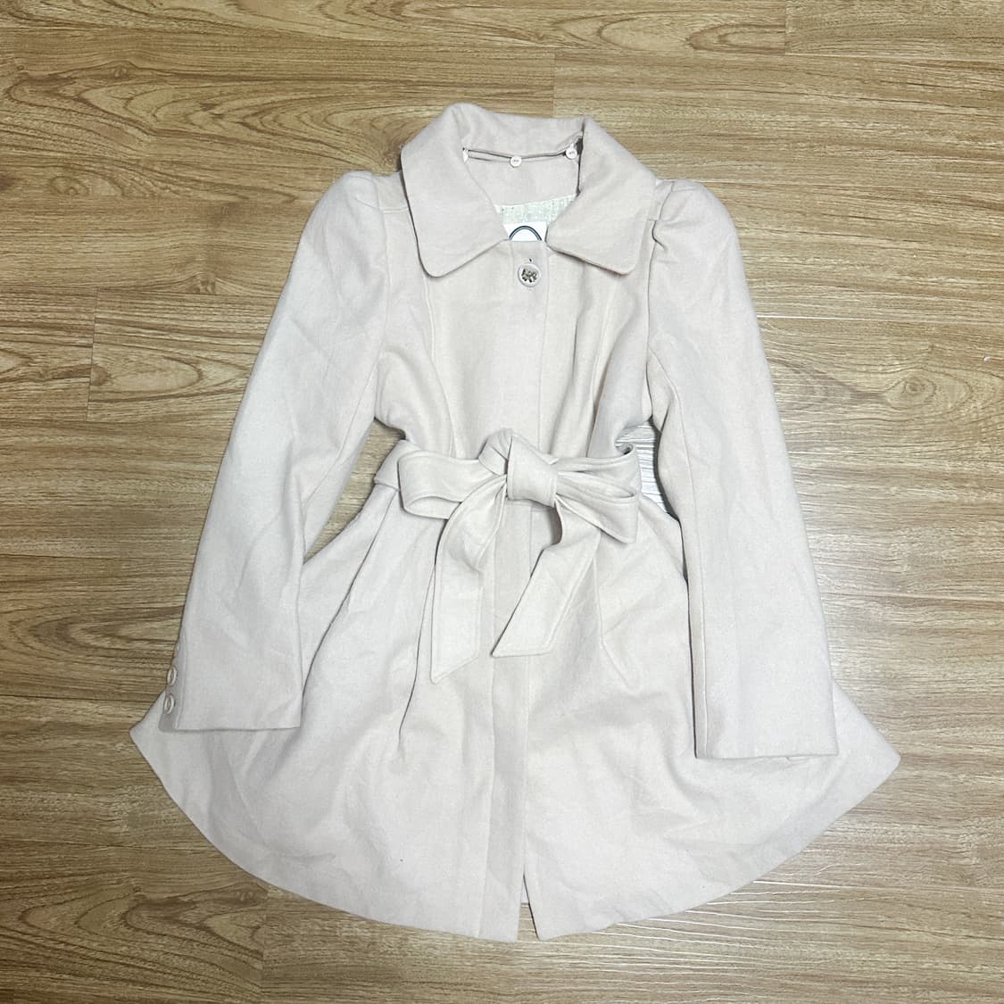 빈티지 리본 벨트 플레어 코트 히메갸루 달천깔 로걀 라떼 히메카지 고딕 상품이미지1