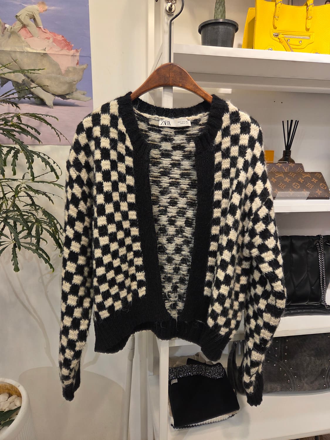 자라 체스보드 오픈 가디건 상품이미지1