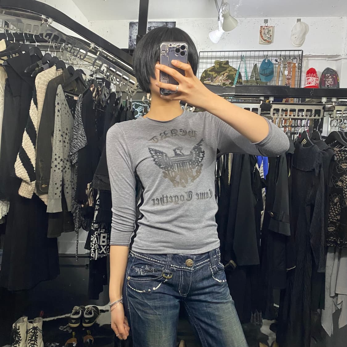 Anna kerry 벨벳라인 디테일 슬림핏 7부슬리브 상품이미지1