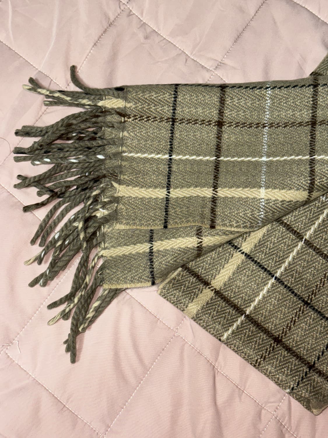 체크 패턴 프린지 울 머플러 상품이미지2