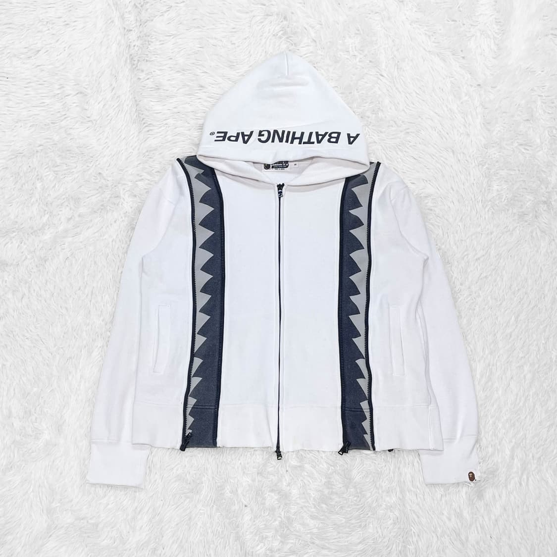 베이프 Bape 샤크 더블 지퍼 후드집업 화이트 상품이미지2