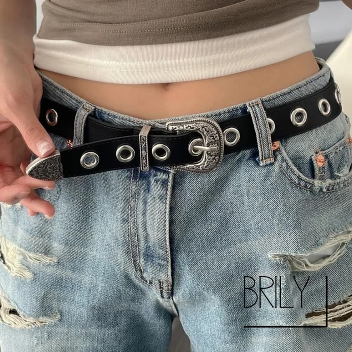 [Unisex] DOT 아일렛 볼드 클래식 웨스턴 벨트 상품이미지1