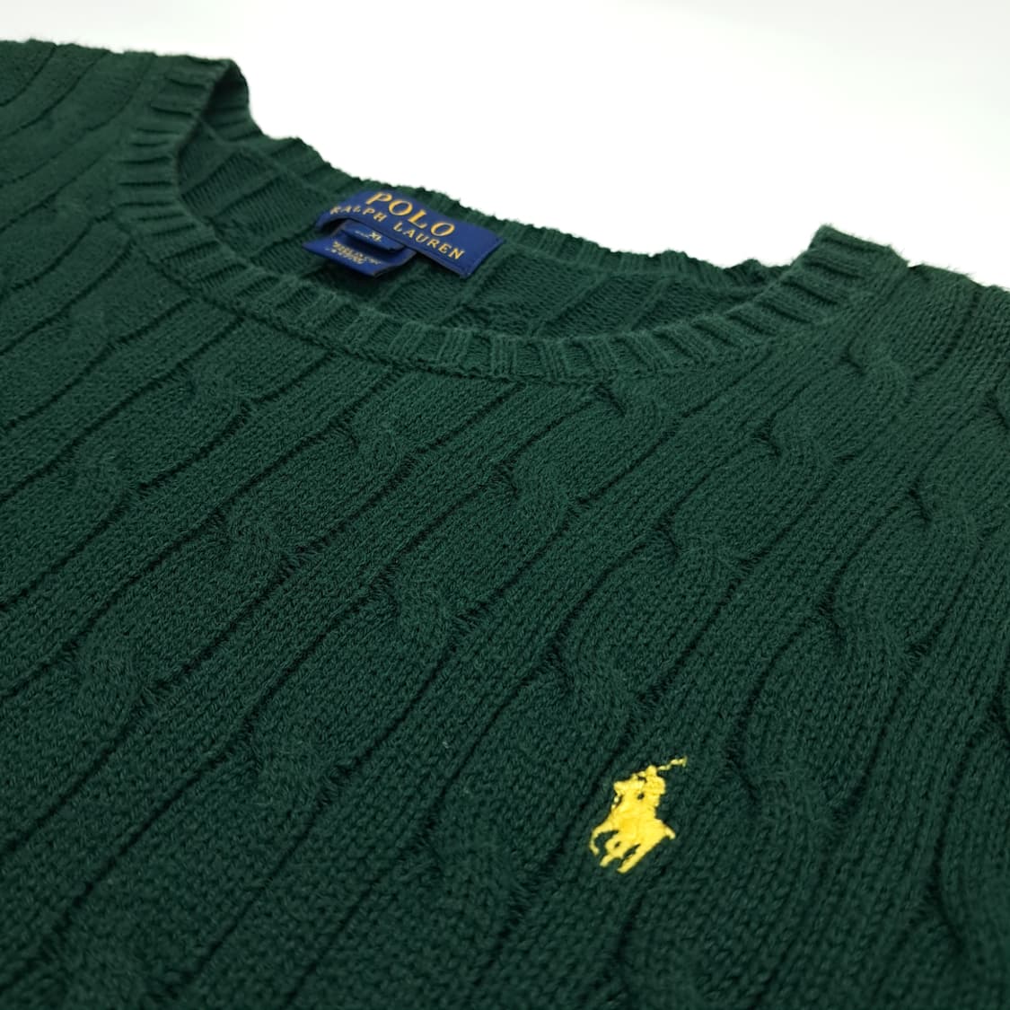 CN532 L-XL 폴로 랄프로렌 포레스트그린 꽈배기 케이블 니트 스웨터 상품이미지5