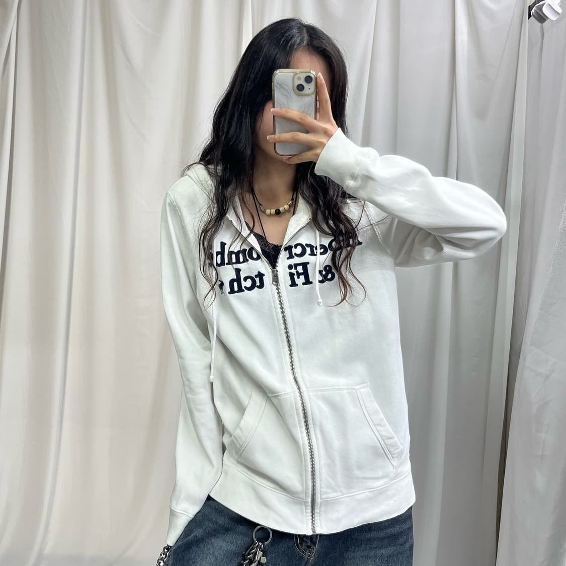 Abercrombie white hood zip-up  상품이미지1