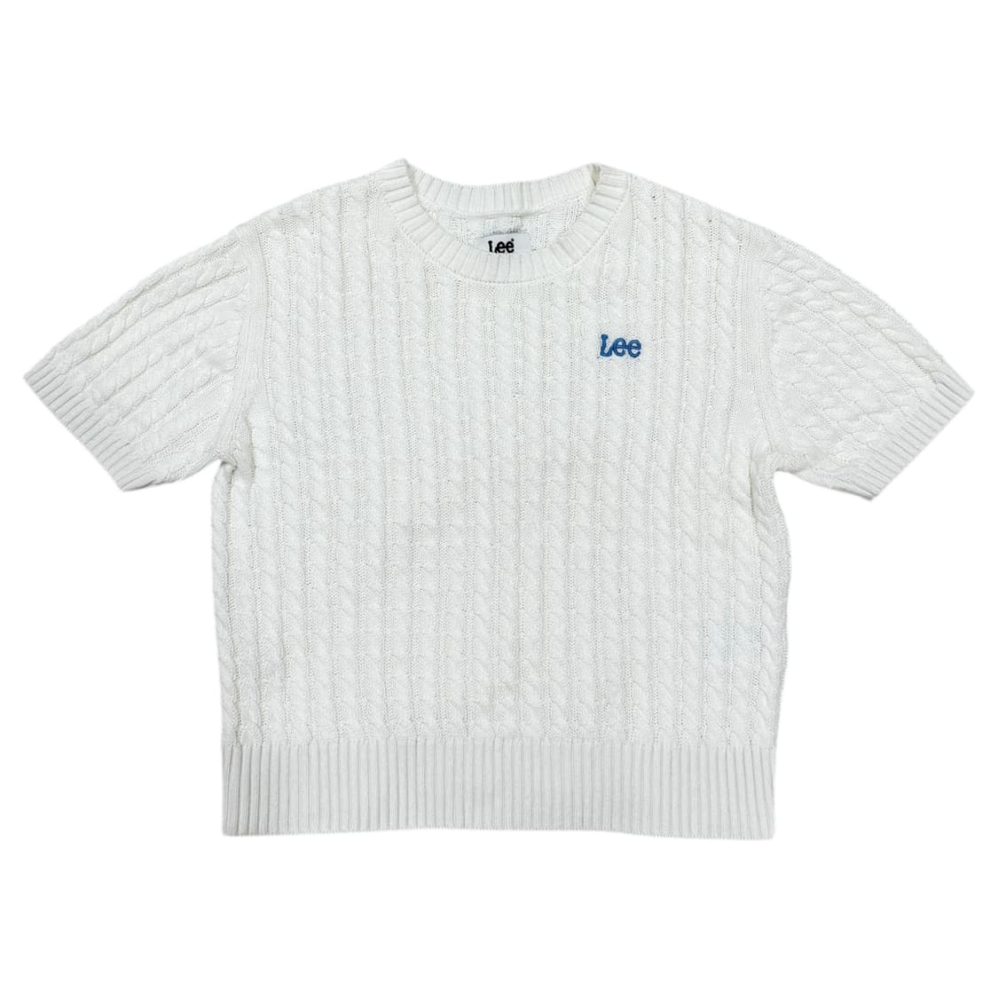 LEE 케이블 반팔 니트 화이트 M 상품이미지1