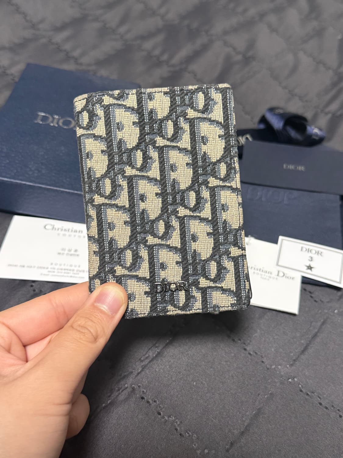디올 오블리크 자카드 오거나이저 카드지갑 베이지 상품이미지1