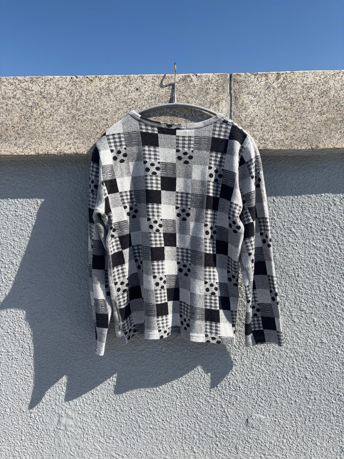 재패니즈 스퀘어 패턴 믹스 긴팔 티 상품이미지3