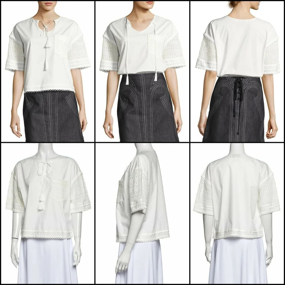 Derek Lam 데렉램 코튼 크로셰믹스 보호시크 블라우스 탑 상품이미지9