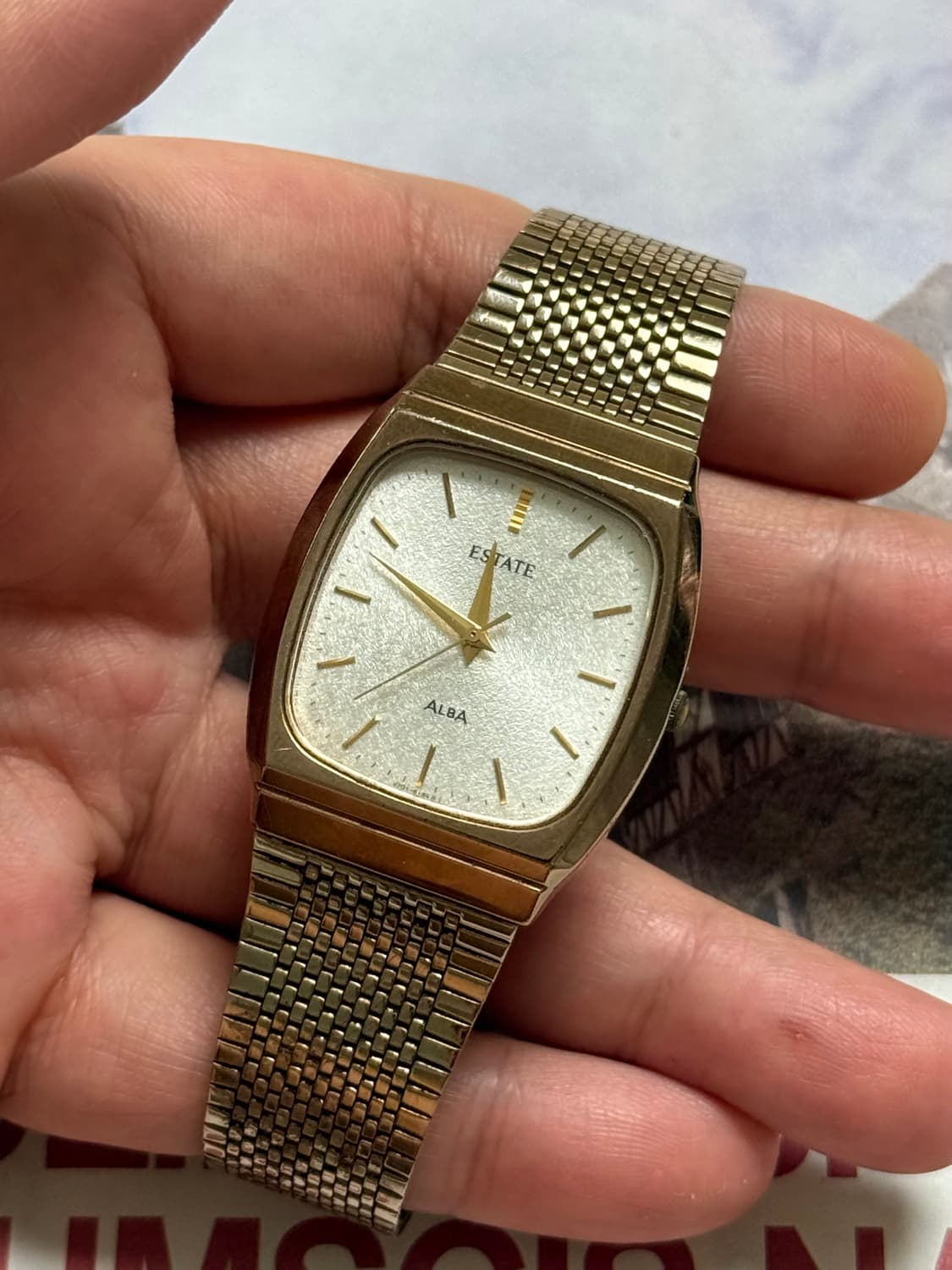 세이코 Seiko ALBA Estate 쿼츠 스퀘어 프로스티드 다이얼  상품이미지3