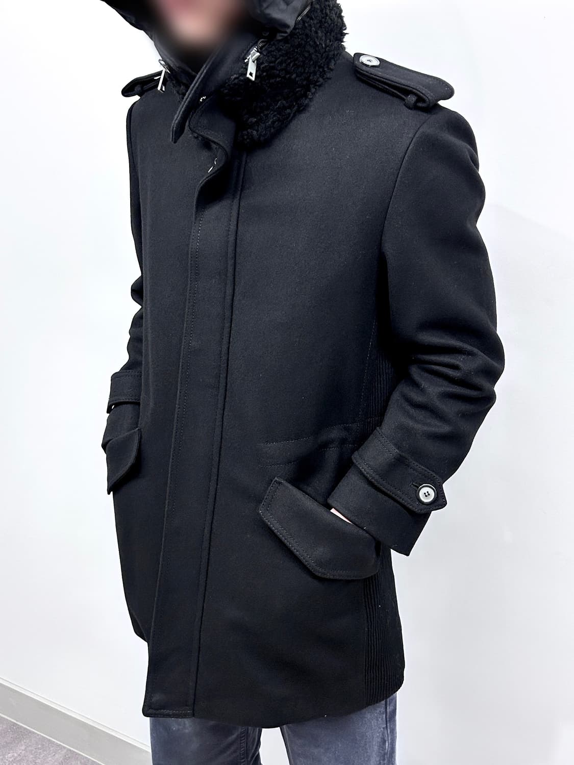 솔리드 옴므 히든 후디 하이넥 울 코트 상품이미지1