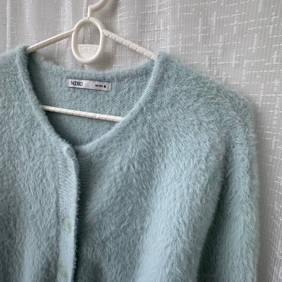 미쏘 보송포근 민트색 긴팔 가디건 M 상품이미지4