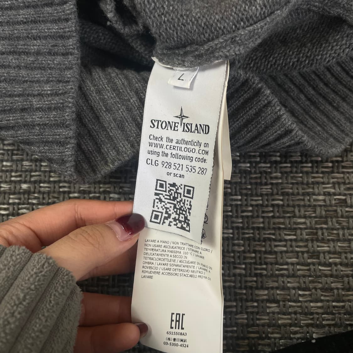 스톤아일랜드 그레이 버튼 하이넥 니트 맨투맨 L 상품이미지7