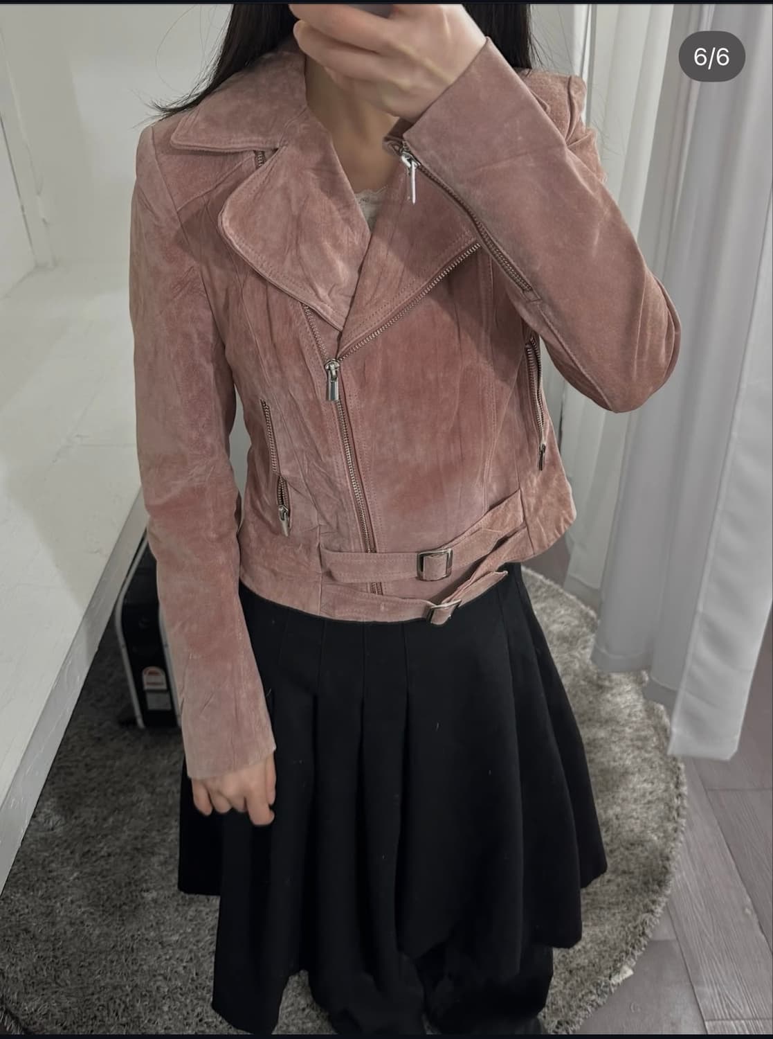veromoda pink suede rider jacket 상품이미지4