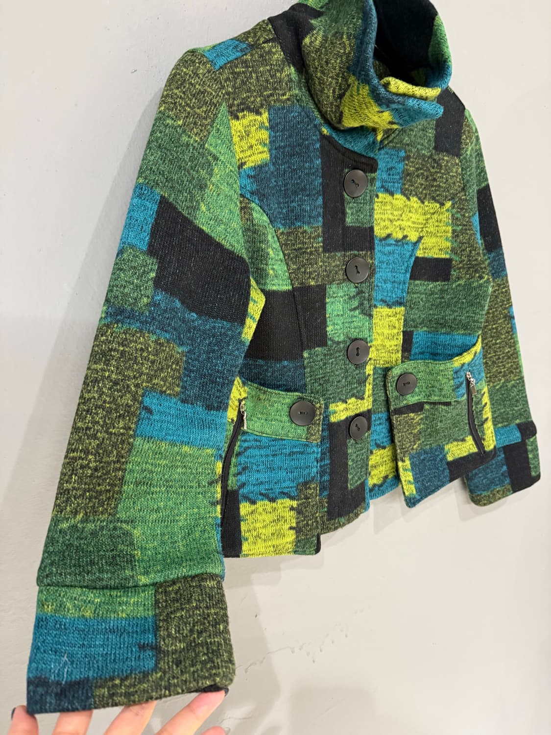 patchwork design high-neck jacket 상품이미지8