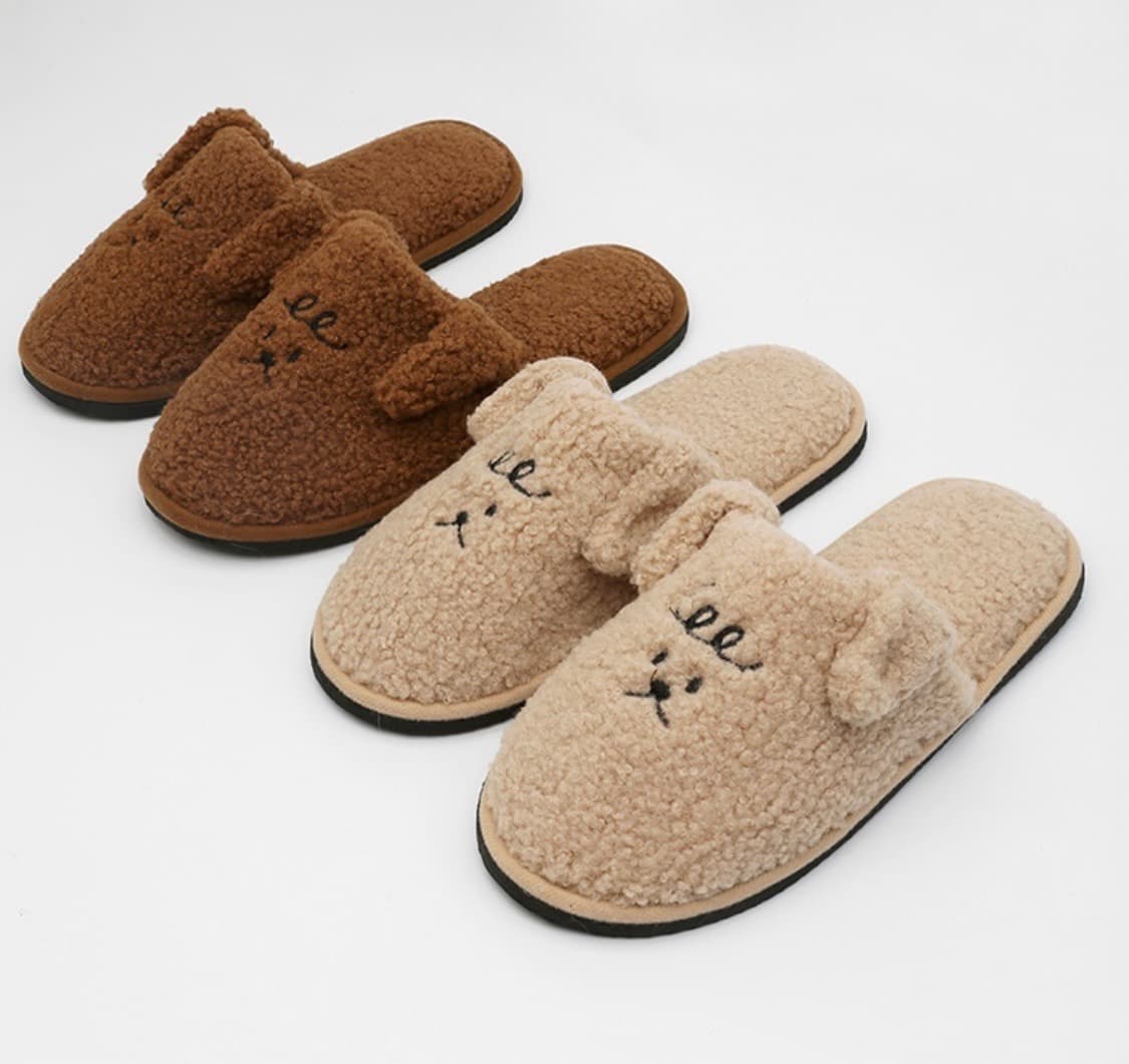 (새상품) 뽀글이 곰돌이 털 슬리퍼 거실화 실내화 2종 세트 겨울 상품이미지2