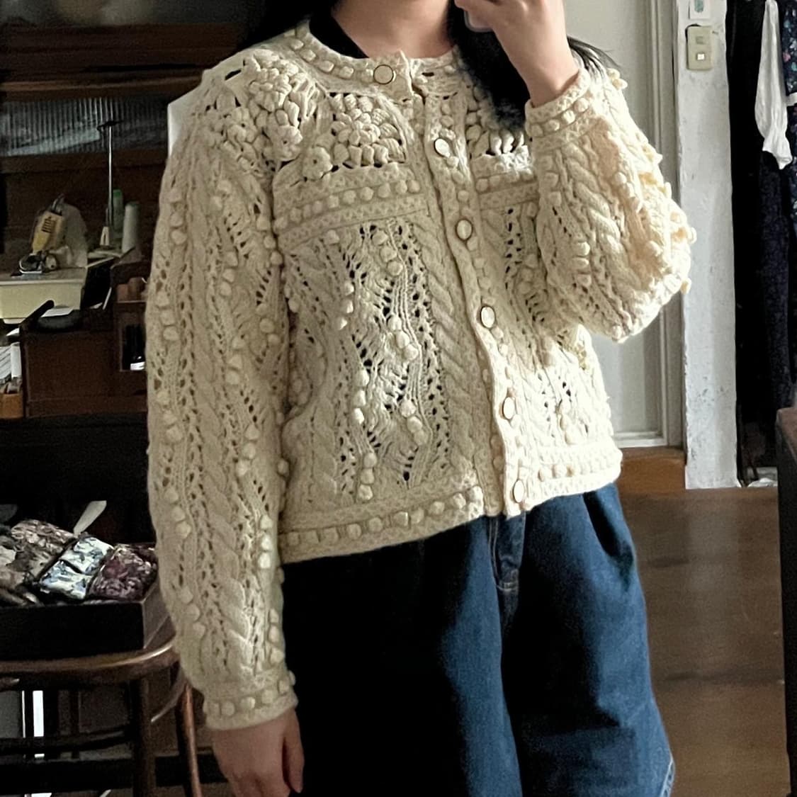 크림색 뜨개 가디건 상품이미지9