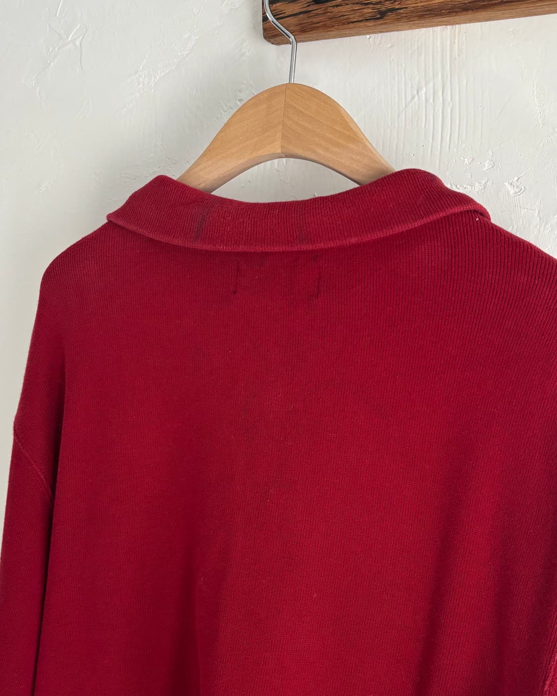 Polo 폴로 랄프로렌 코튼 레드컬러 하프집업 니트 상품이미지6