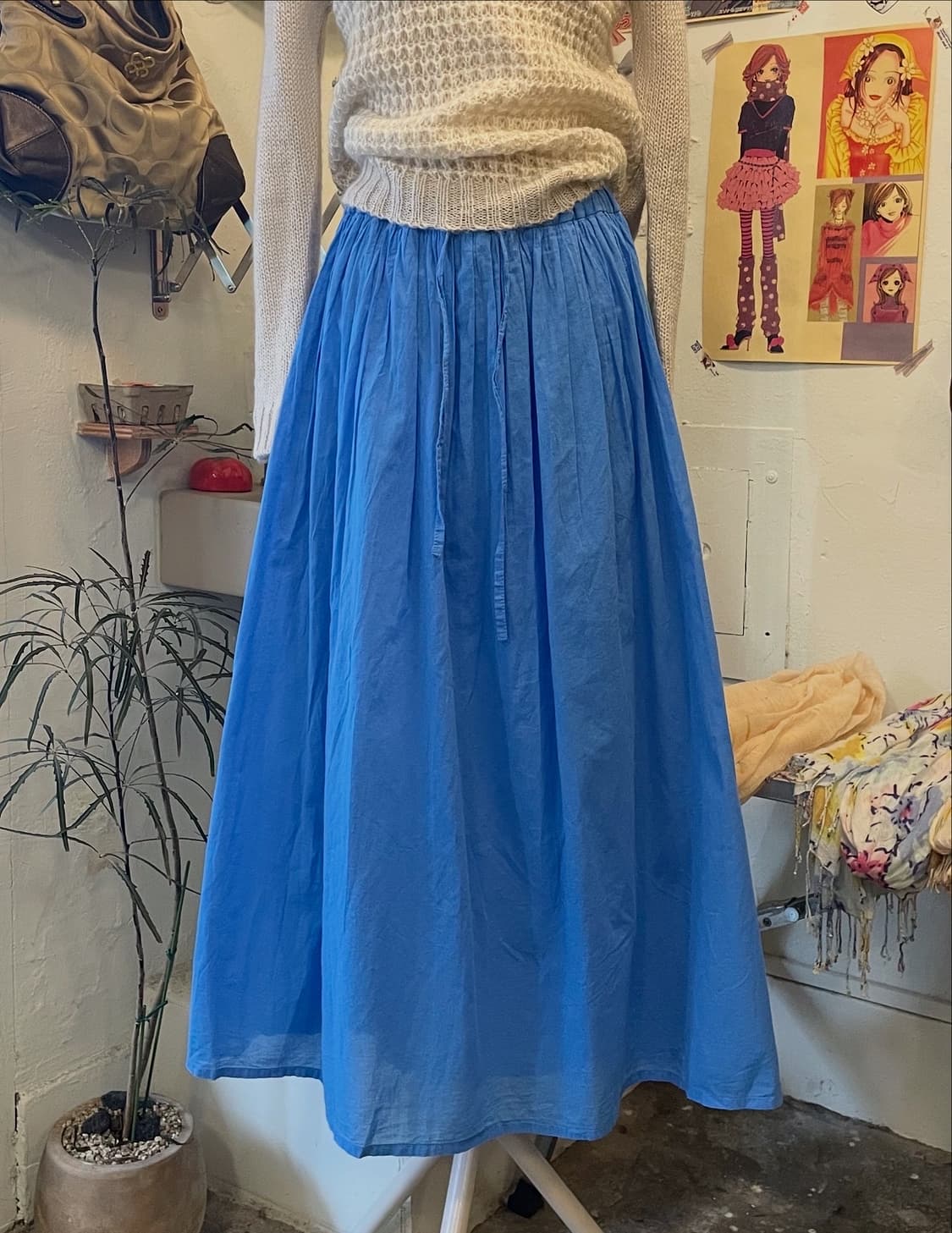 블루 코튼 롱스커트 [무배] 상품이미지1